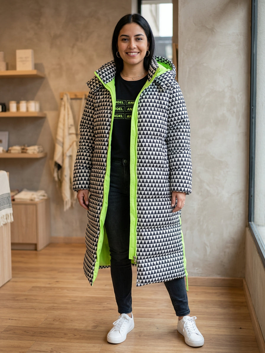 Campera dama larga Cuadrille Cierre fluo